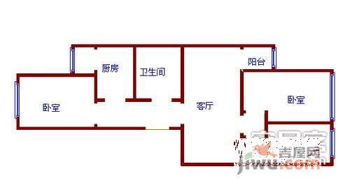 利泽西园2室1厅1卫126㎡户型图