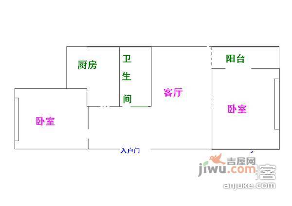 利泽西园2室1厅1卫126㎡户型图