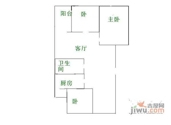 利泽西园3室1厅1卫110㎡户型图