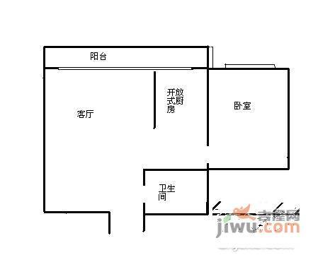 利泽西园1室1厅1卫73㎡户型图