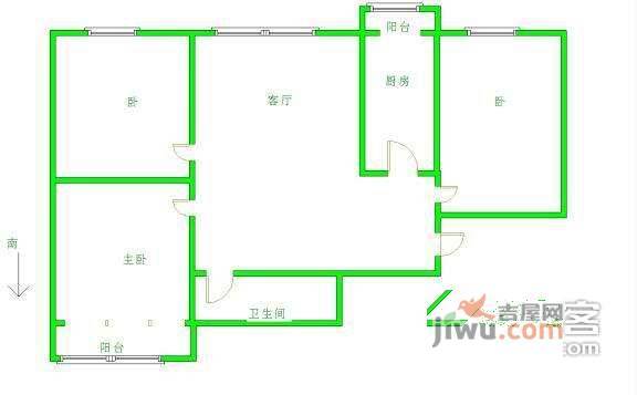 利泽西园3室2厅1卫110㎡户型图