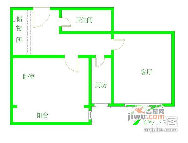 利泽西园1室1厅1卫73㎡户型图