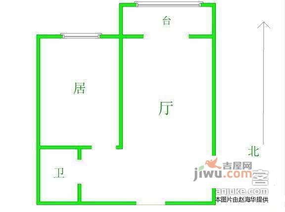 K2海棠湾1室1厅1卫63㎡户型图