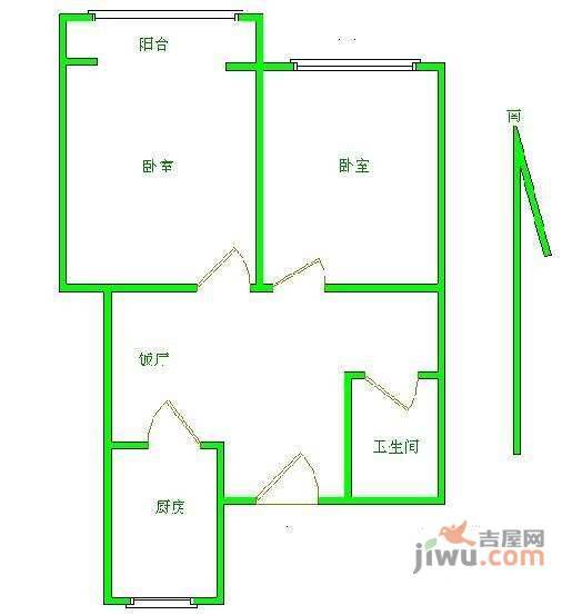 普惠南里2室1厅1卫89㎡户型图