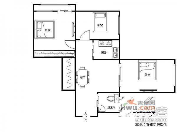 普惠南里3室1厅1卫85㎡户型图