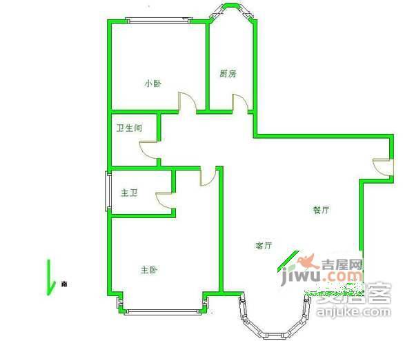 珠江罗马嘉园2室1厅1卫136㎡户型图