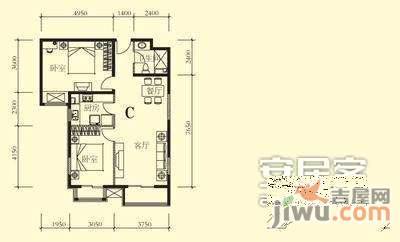 珠江罗马嘉园2室2厅1卫108㎡户型图