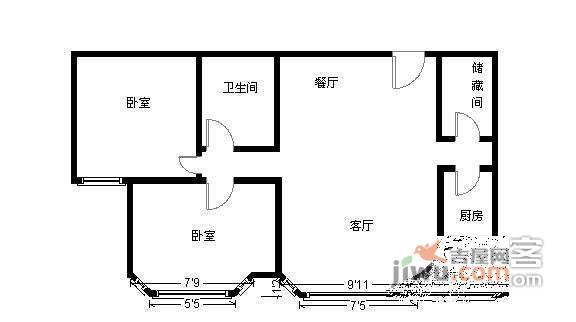 珠江罗马嘉园2室1厅1卫136㎡户型图