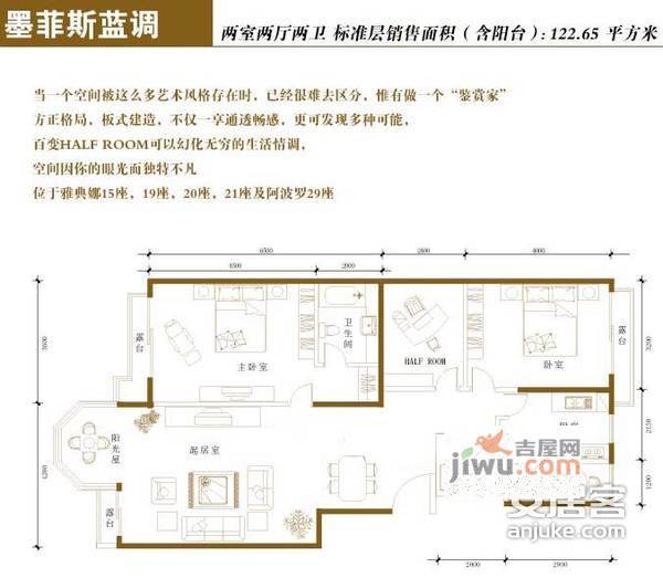 珠江罗马嘉园2室2厅1卫108㎡户型图