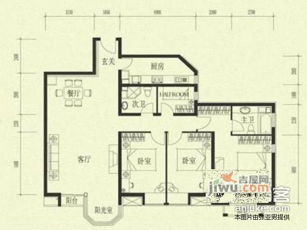 珠江罗马嘉园3室2厅2卫230㎡户型图