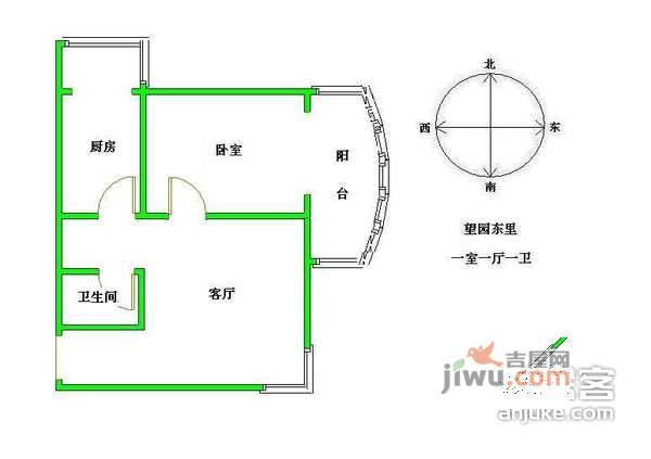 望园东里1室1厅1卫户型图