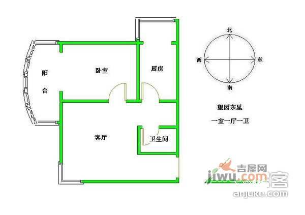 望园东里1室1厅1卫户型图