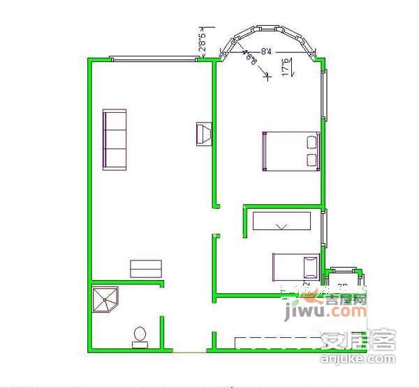 阳春光华枫树园2室2厅1卫105㎡户型图