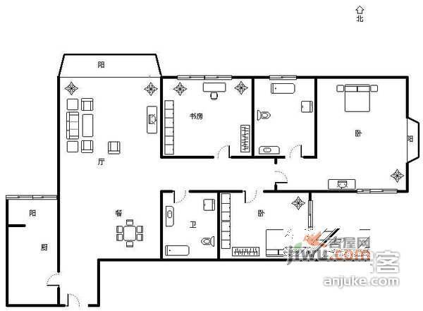 阳春光华枫树园2室1厅2卫122㎡户型图