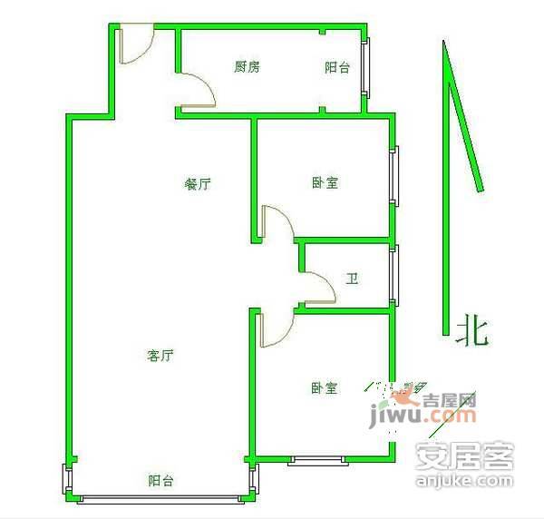 天通西苑一区2室2厅1卫105㎡户型图