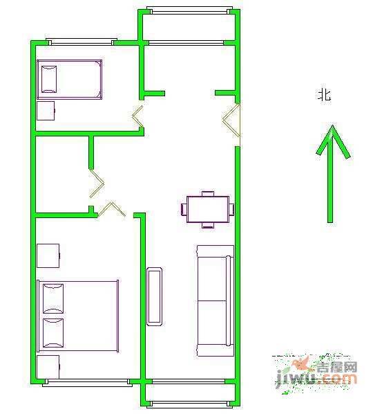 天通西苑一区2室2厅1卫105㎡户型图