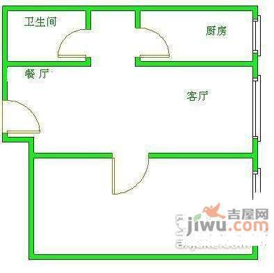 北纬40度1室2厅1卫77㎡户型图