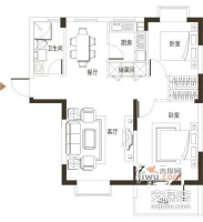 北纬40度2室1厅1卫103㎡户型图