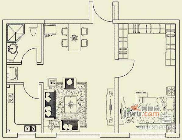 北纬40度2室1厅1卫103㎡户型图