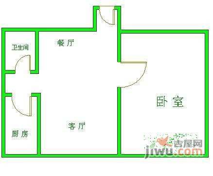 北纬40度1室2厅1卫77㎡户型图