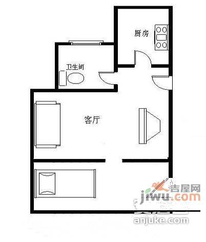 阳光100国际公寓1室1厅1卫50㎡户型图