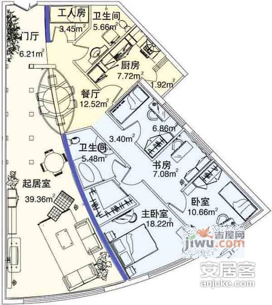 阳光100国际公寓3室2厅2卫173㎡户型图