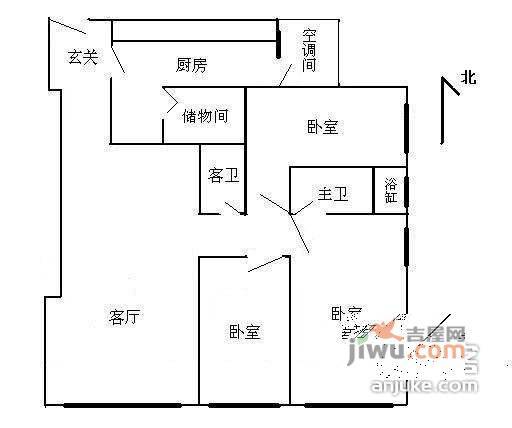 阳光100国际公寓3室2厅2卫173㎡户型图