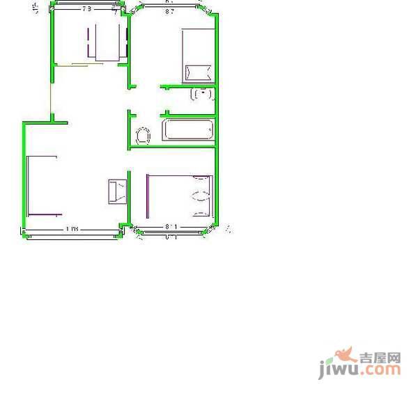 宣颐家园2室1厅2卫118㎡户型图