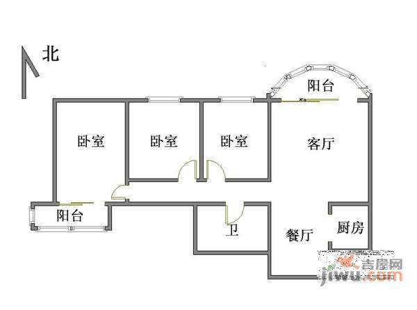 石佛营西里小区3室2厅1卫121㎡户型图