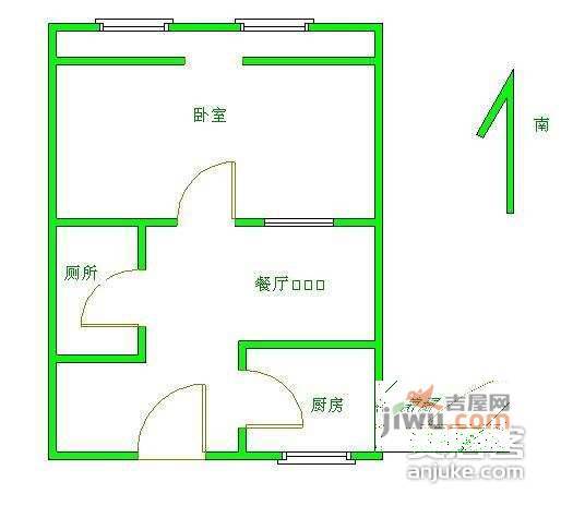 定慧西里1室1厅1卫56㎡户型图