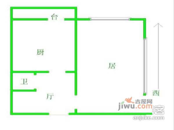 定慧西里1室1厅1卫56㎡户型图