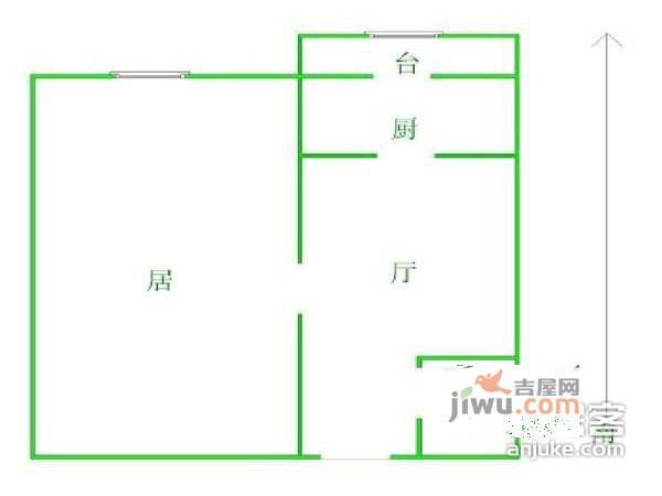 定慧西里1室1厅1卫56㎡户型图