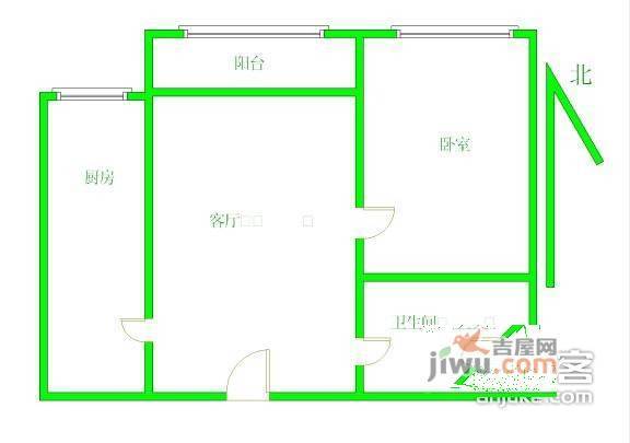 沿海赛洛城1室1厅1卫65㎡户型图