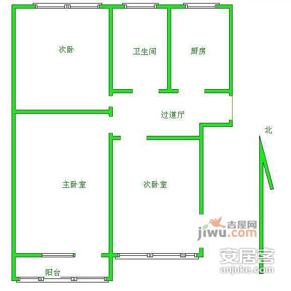 太平桥西里小区3室1厅1卫93㎡户型图