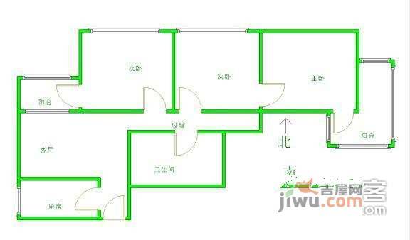 太平桥西里小区3室1厅1卫93㎡户型图