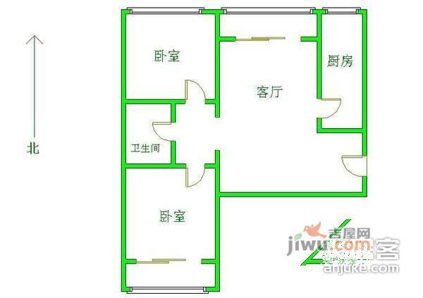 沸城2室2厅2卫户型图