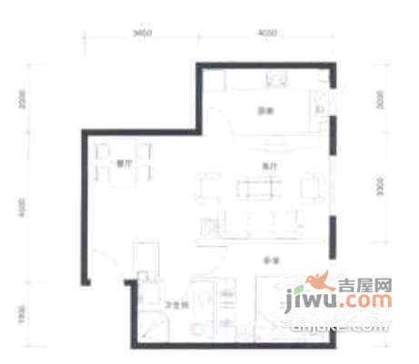 东恒时代1室1厅1卫74㎡户型图