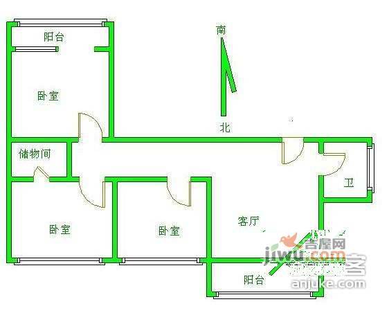 芳星园三区3室1厅1卫95㎡户型图