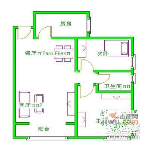 东亚望京中心2室1厅1卫92㎡户型图