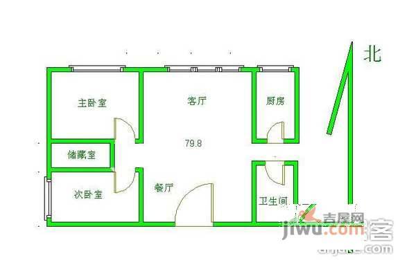 蜂鸟社区2室2厅1卫户型图