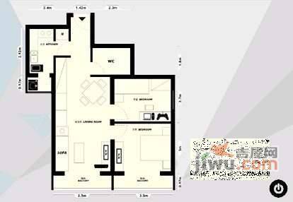 蜂鸟社区2室1厅1卫90㎡户型图