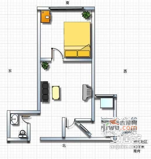 蜂鸟社区1室1厅1卫78㎡户型图