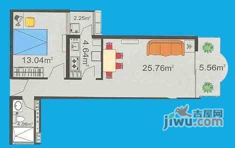 中鑫嘉园1室1厅1卫72㎡户型图