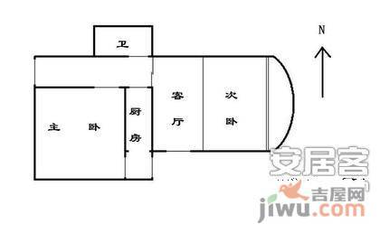 中鑫嘉园2室1厅1卫102㎡户型图