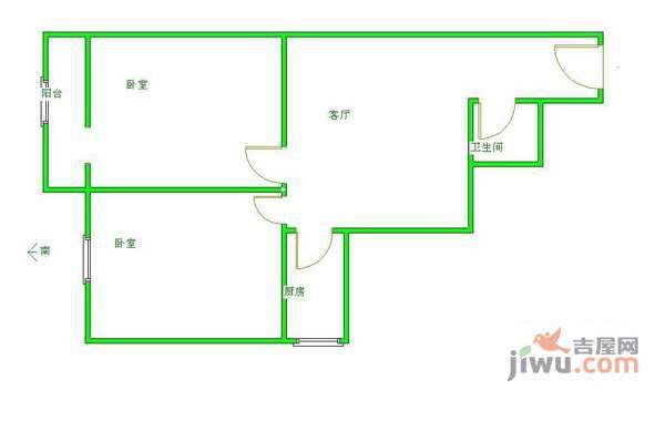 颐源居2室1厅1卫129㎡户型图