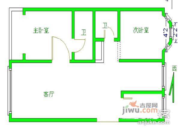 颐源居2室1厅1卫129㎡户型图