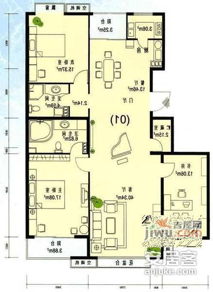 颐源居3室2厅2卫161㎡户型图