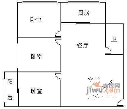 富卓苑3室1厅1卫120㎡户型图