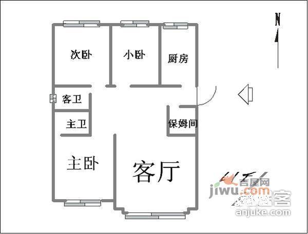 富卓苑3室1厅1卫120㎡户型图