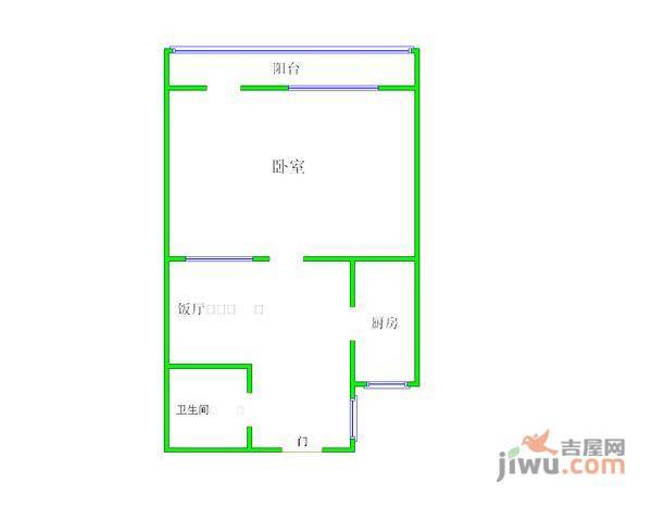 十里堡北里1室1厅1卫46㎡户型图